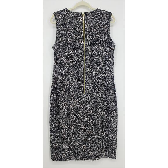 Calvin Klein Sheath Dress 14 Abstract Textured Knit Fitted Work Career Black Tan - Picture 2 of 10